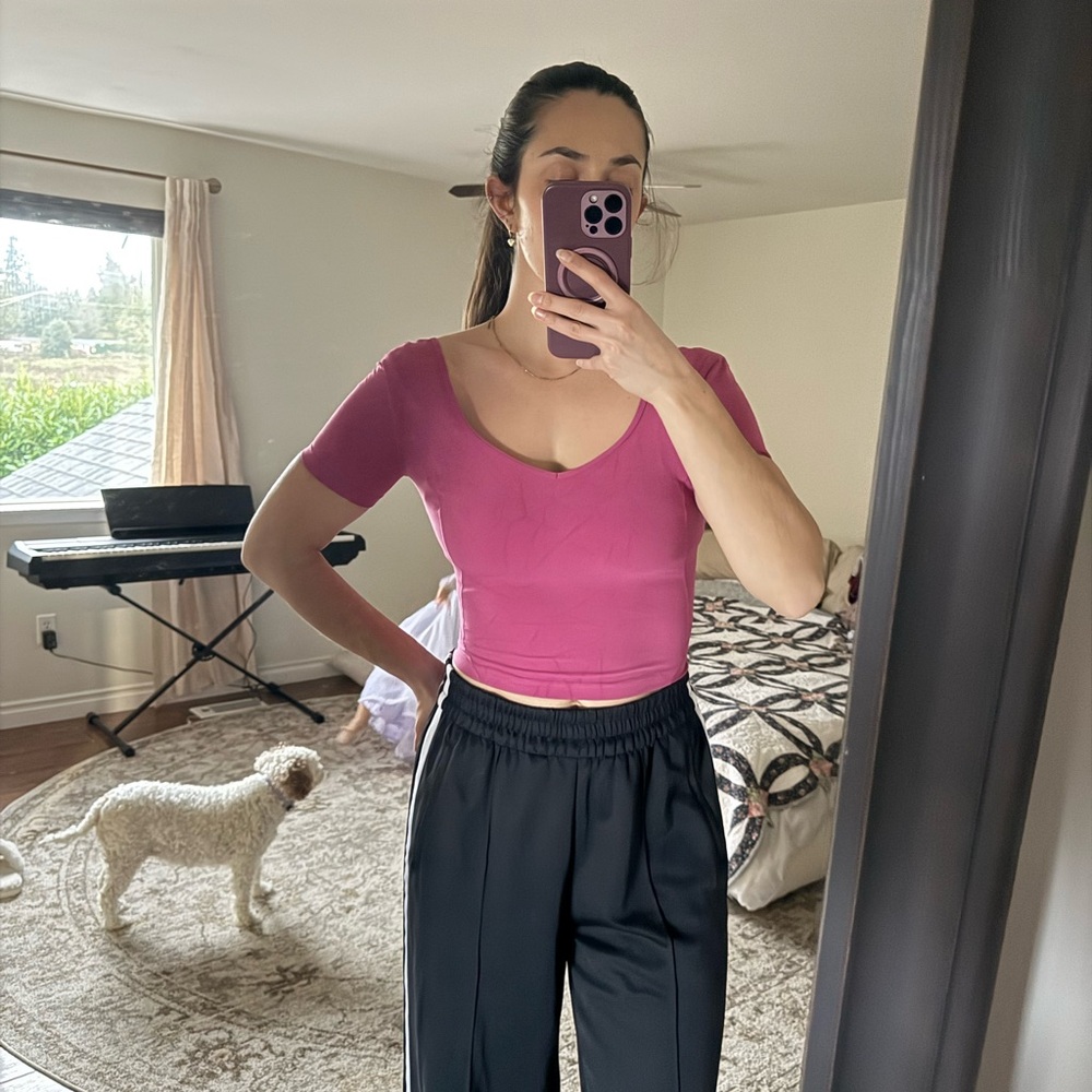 Lululemon Align Pink Cropped Short Sleeve